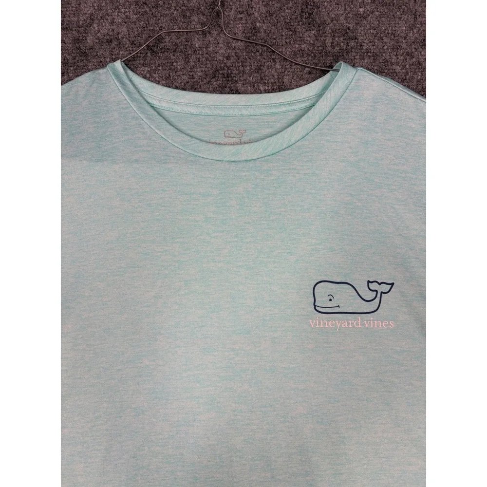 Vineyard Vines Performance Shirt Mens XL Aqua Blue Heather Long Sleeve Whale Tee
